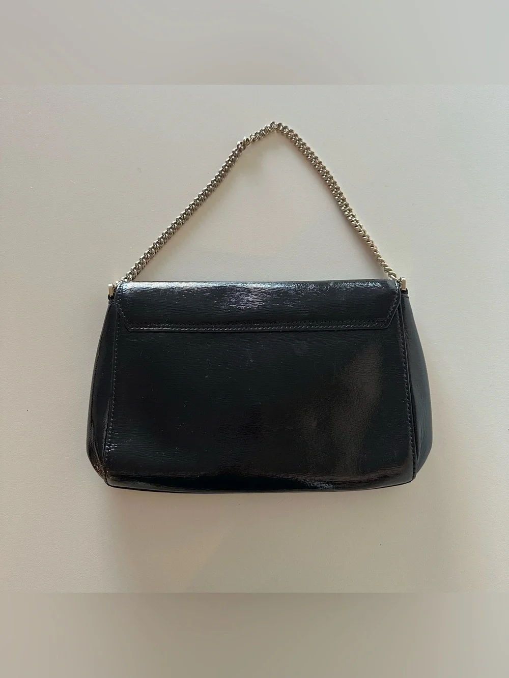 Kate Spade Y2K Laurel Way Greer Patent Black Leather Shoulder Bag Chain   Super
